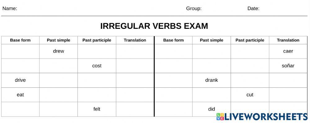 Irregular verbs