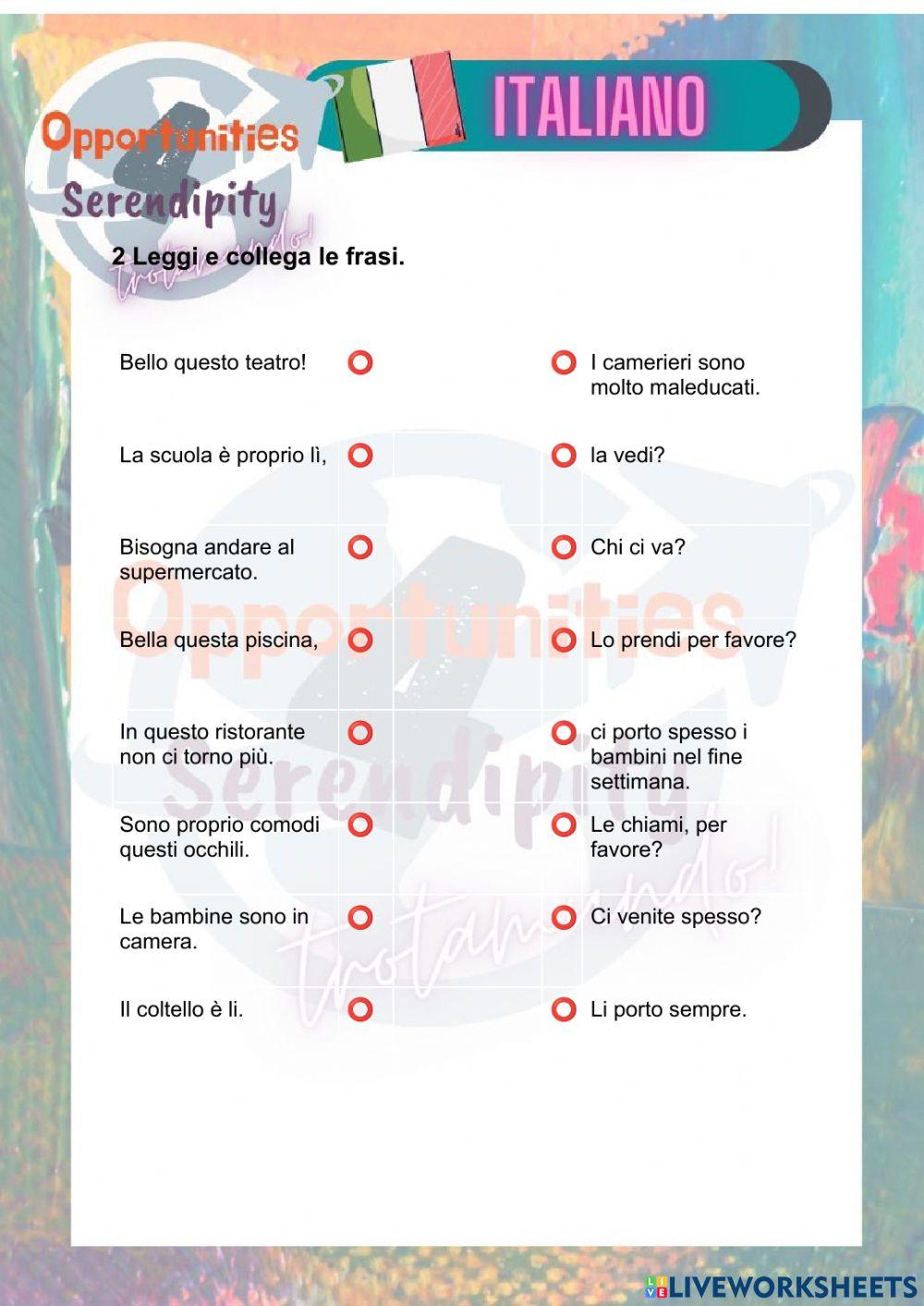 Progetto italiano, pratica su pronomi