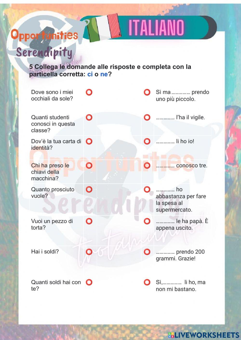 Progetto italiano, pratica su pronomi