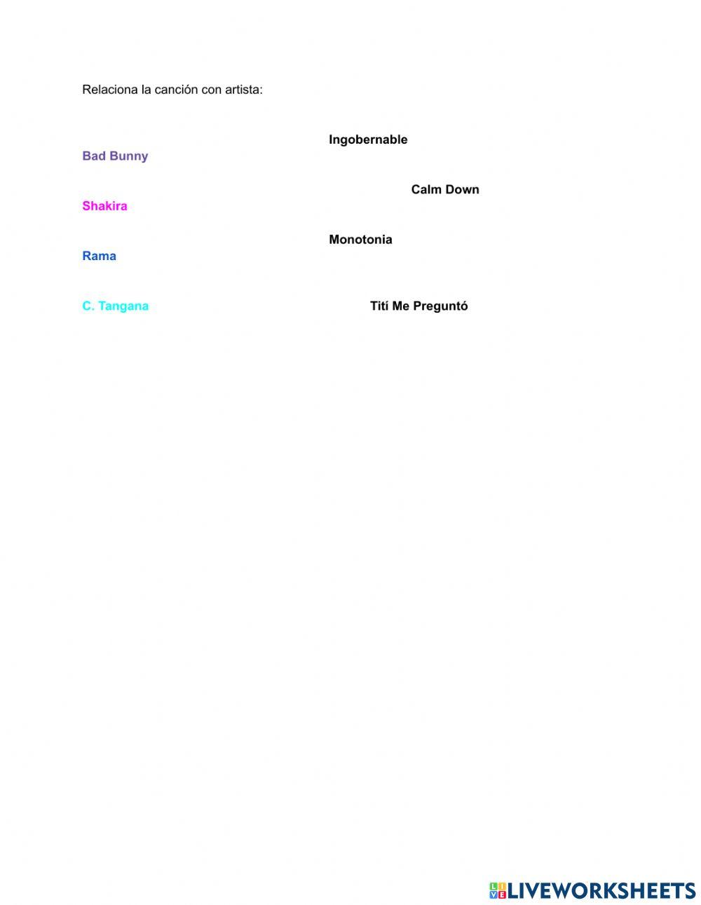 Cantantes y Canciones