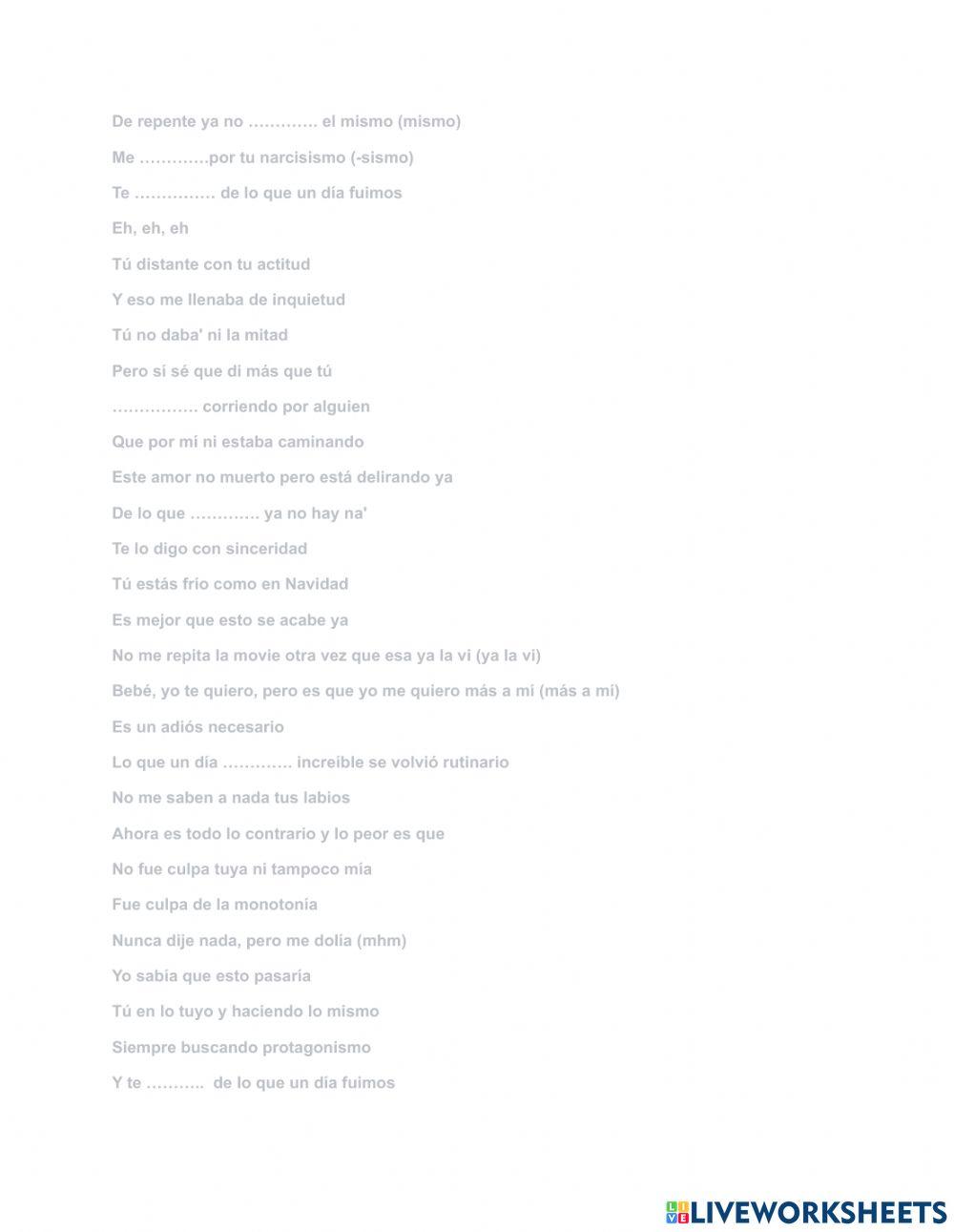 Canciones y artistas