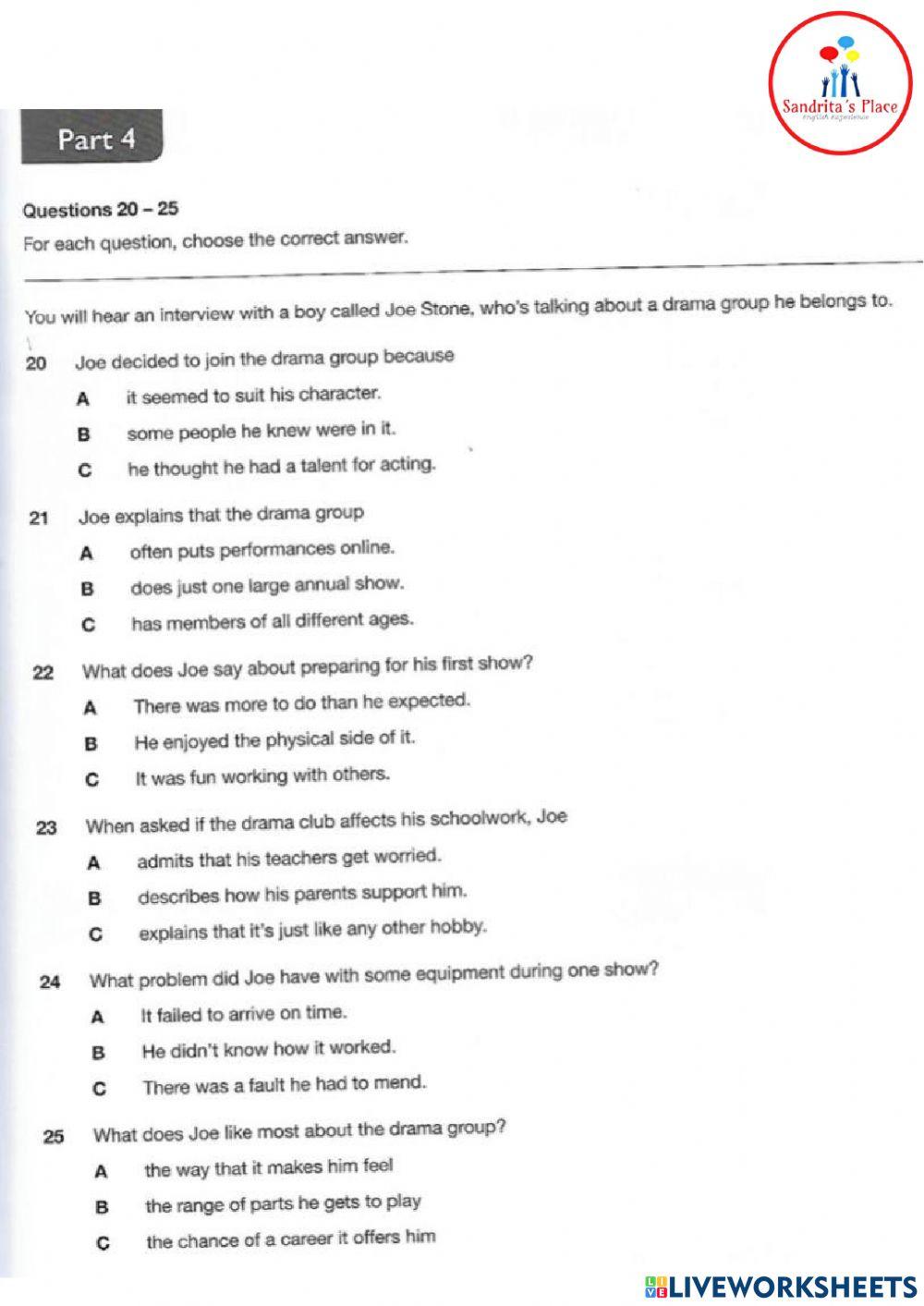 B1 Preliminary FOR SCHOOLS Practice Test Plus - TEST 2