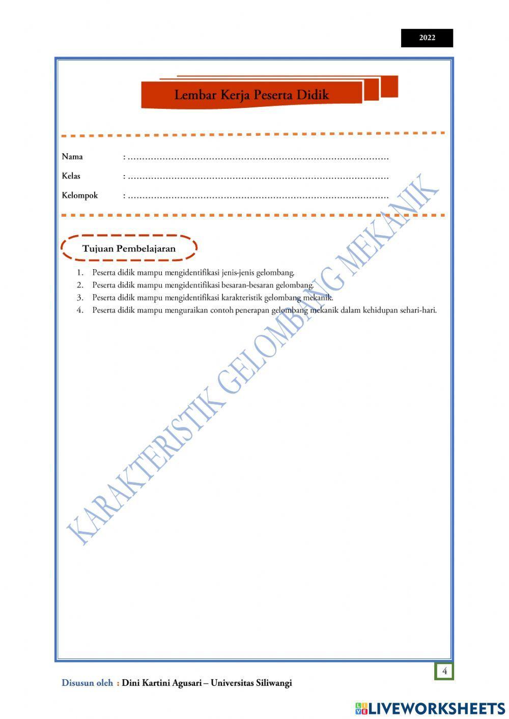 Lkpd Karakteristik Gelombang Mekanik