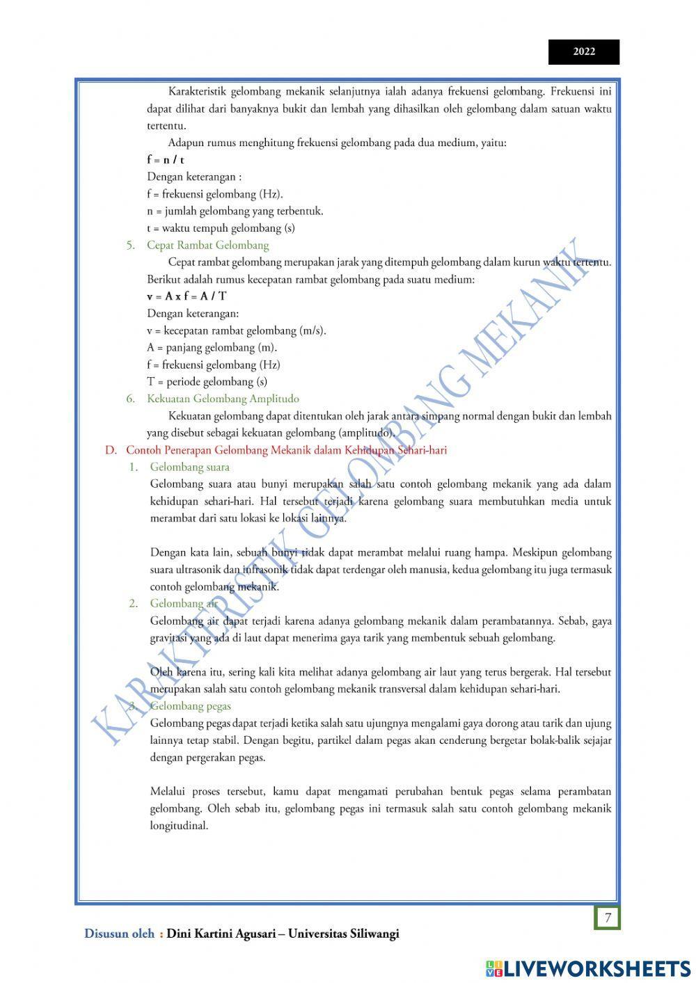 Lkpd Karakteristik Gelombang Mekanik