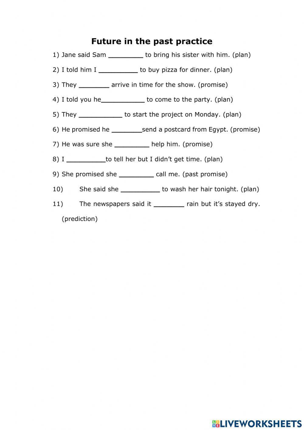 Future in the past practice