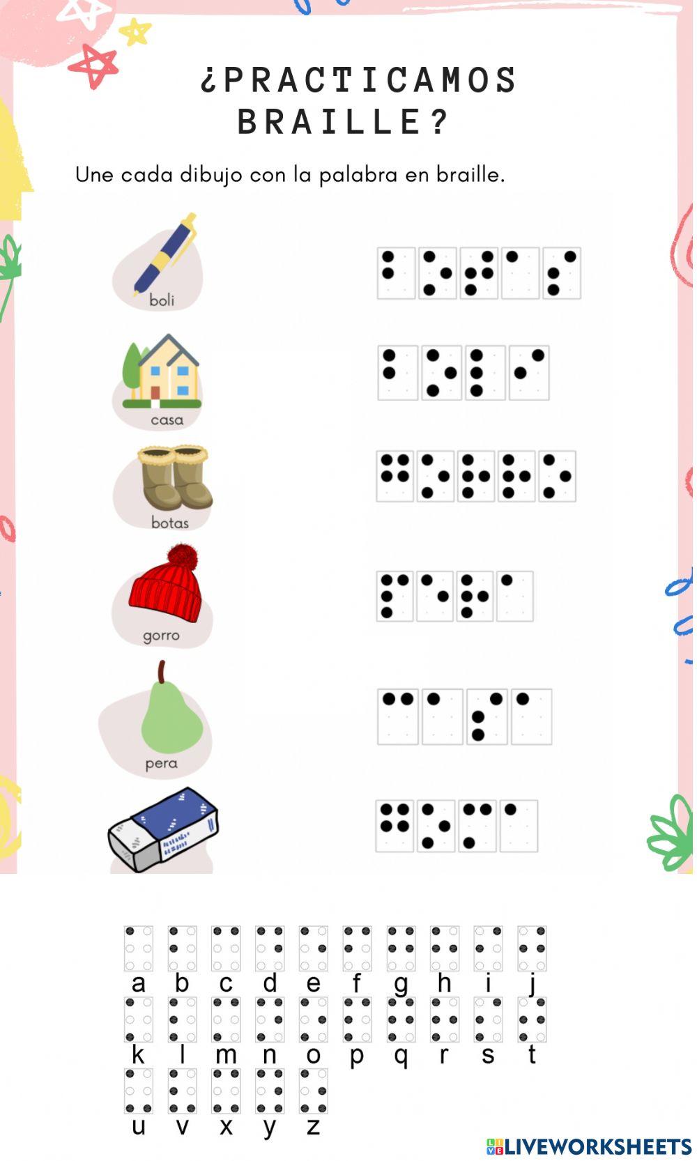 Braille exercise Live Worksheets