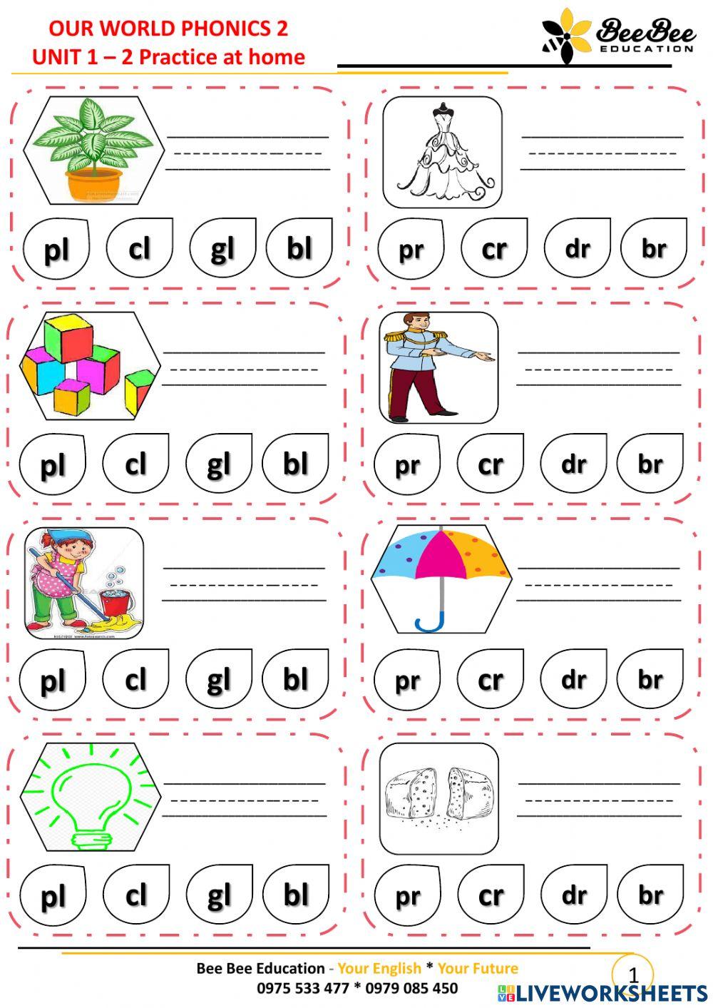 OW. Phonics 2. Review U1-2 practice at home