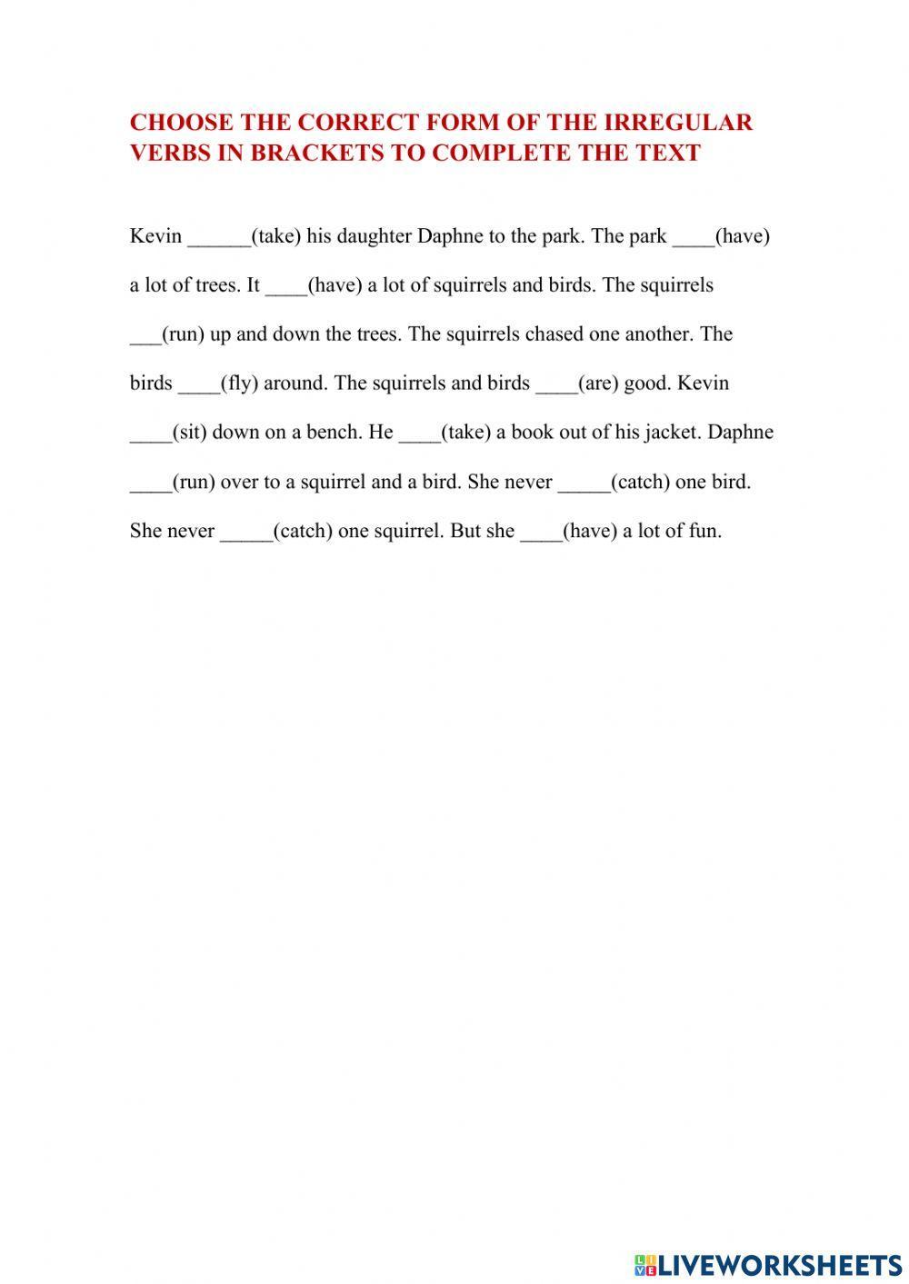 Text With Irregular Verbs in Past Tense.