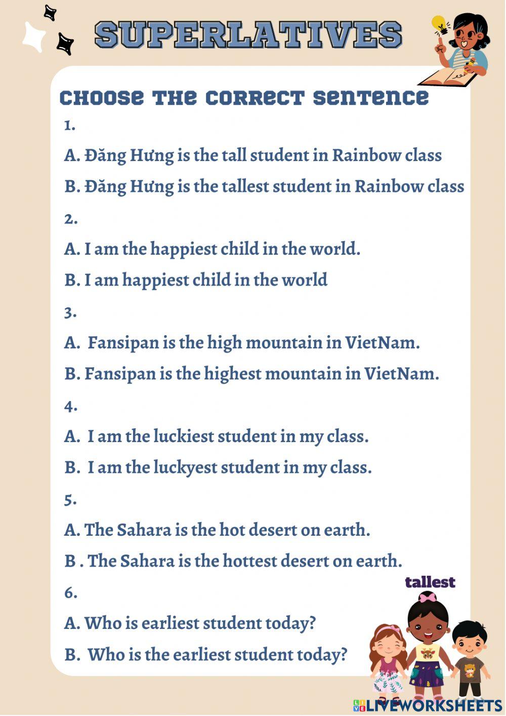 Superlatives rainbow unit 1