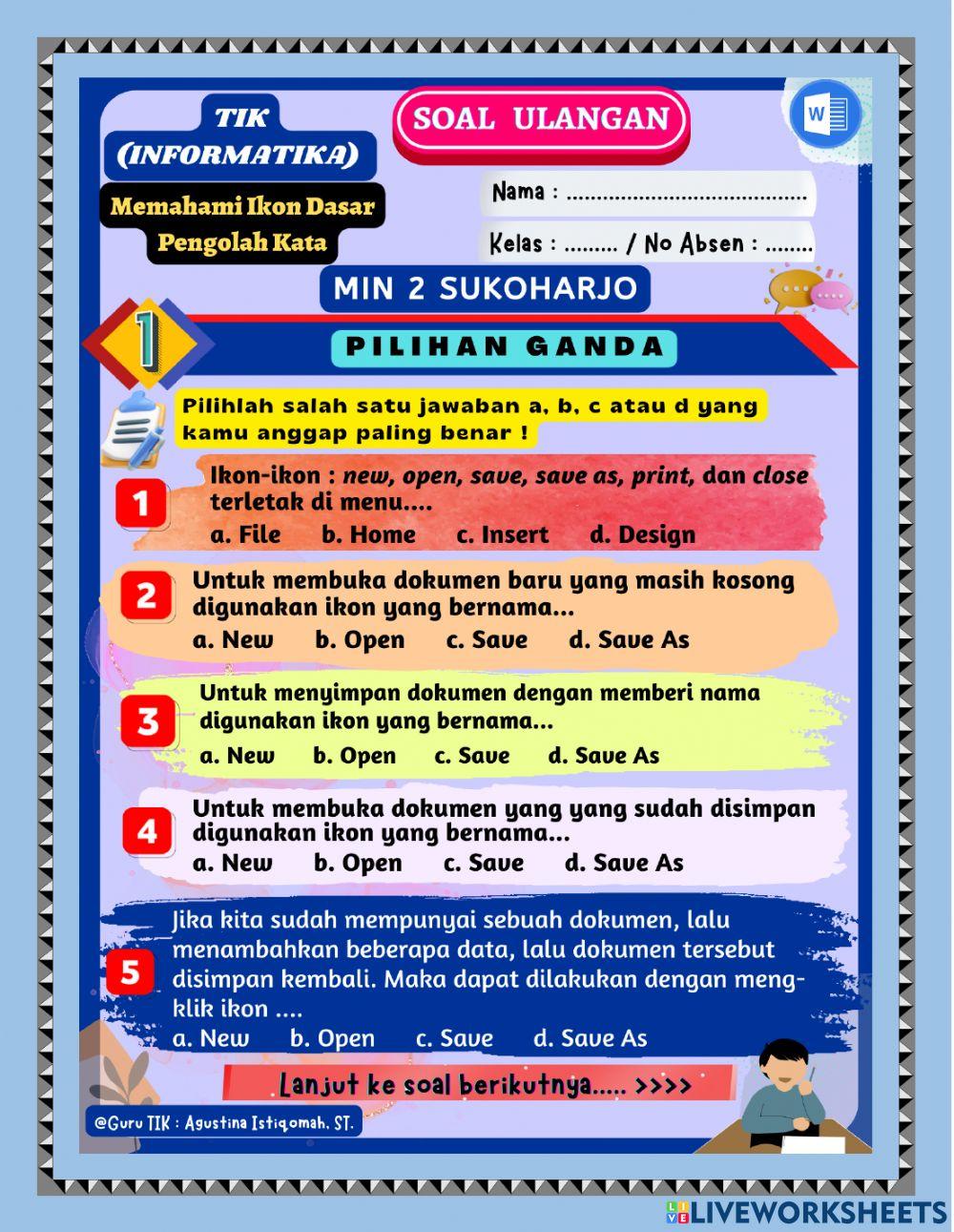 Latihan soal tik (microsoft word)