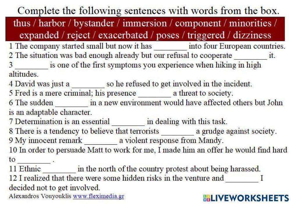 Bullying complete the words Bullying complete the words