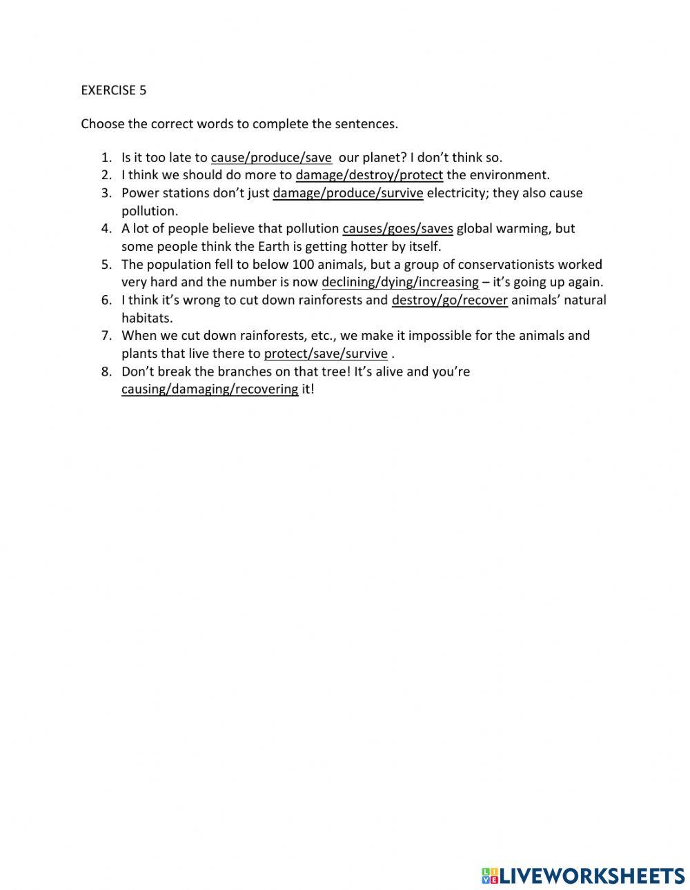 IE1, Unit 8, Vocab and grammar, Exercise 5