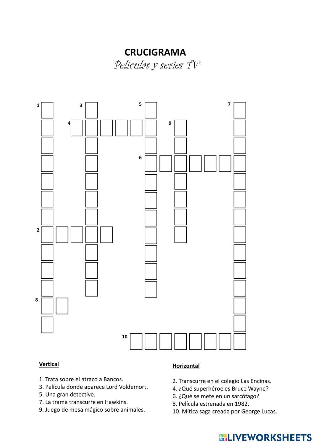 Crucigrama películas y series