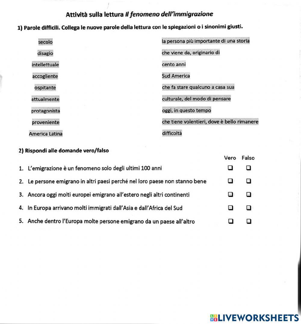 Il fenomeno dell'immigrazione