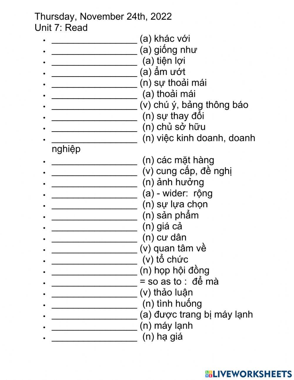 E8 - kiem tra tu vung UNIT 7
