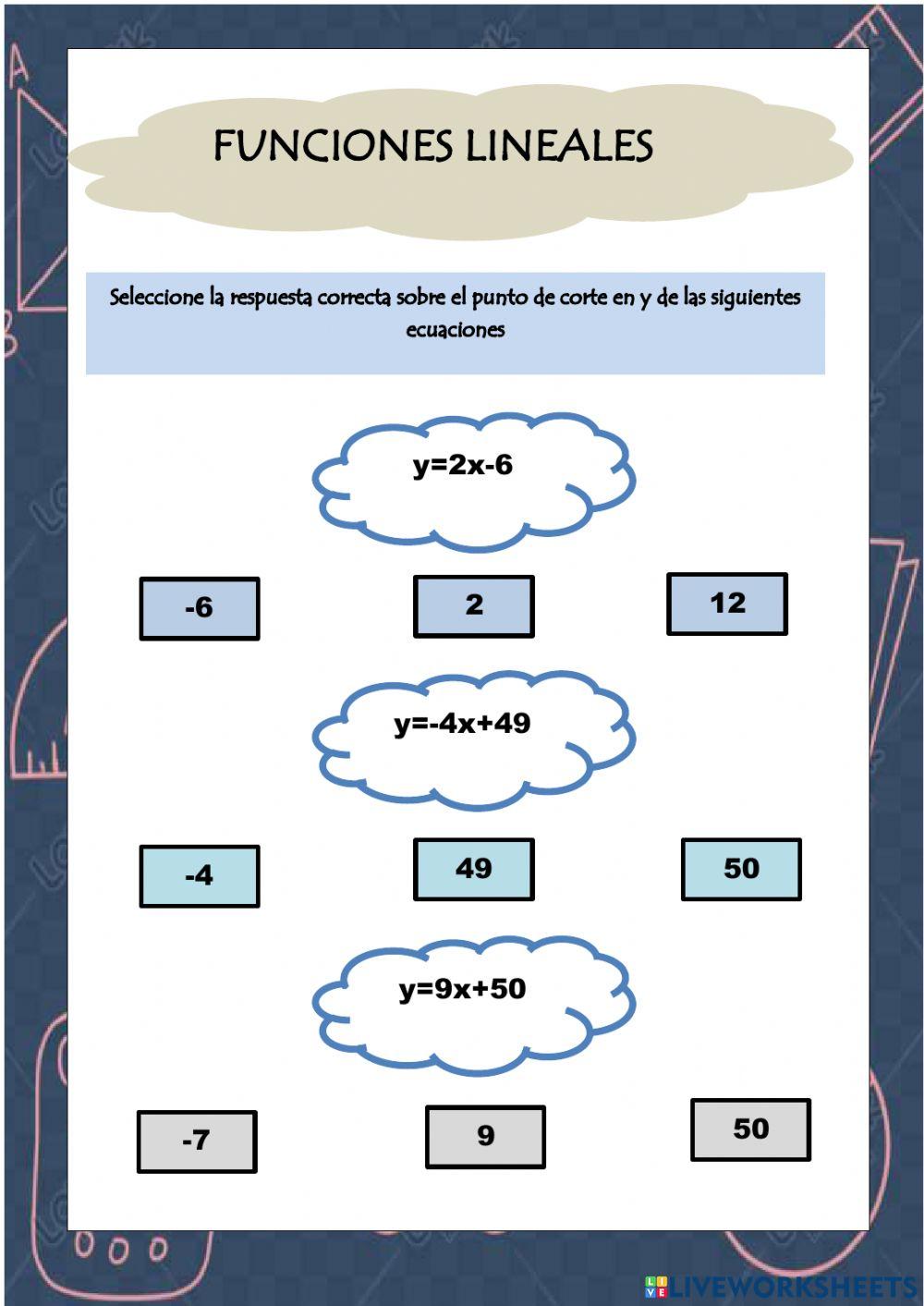 Taller de funciones lineales