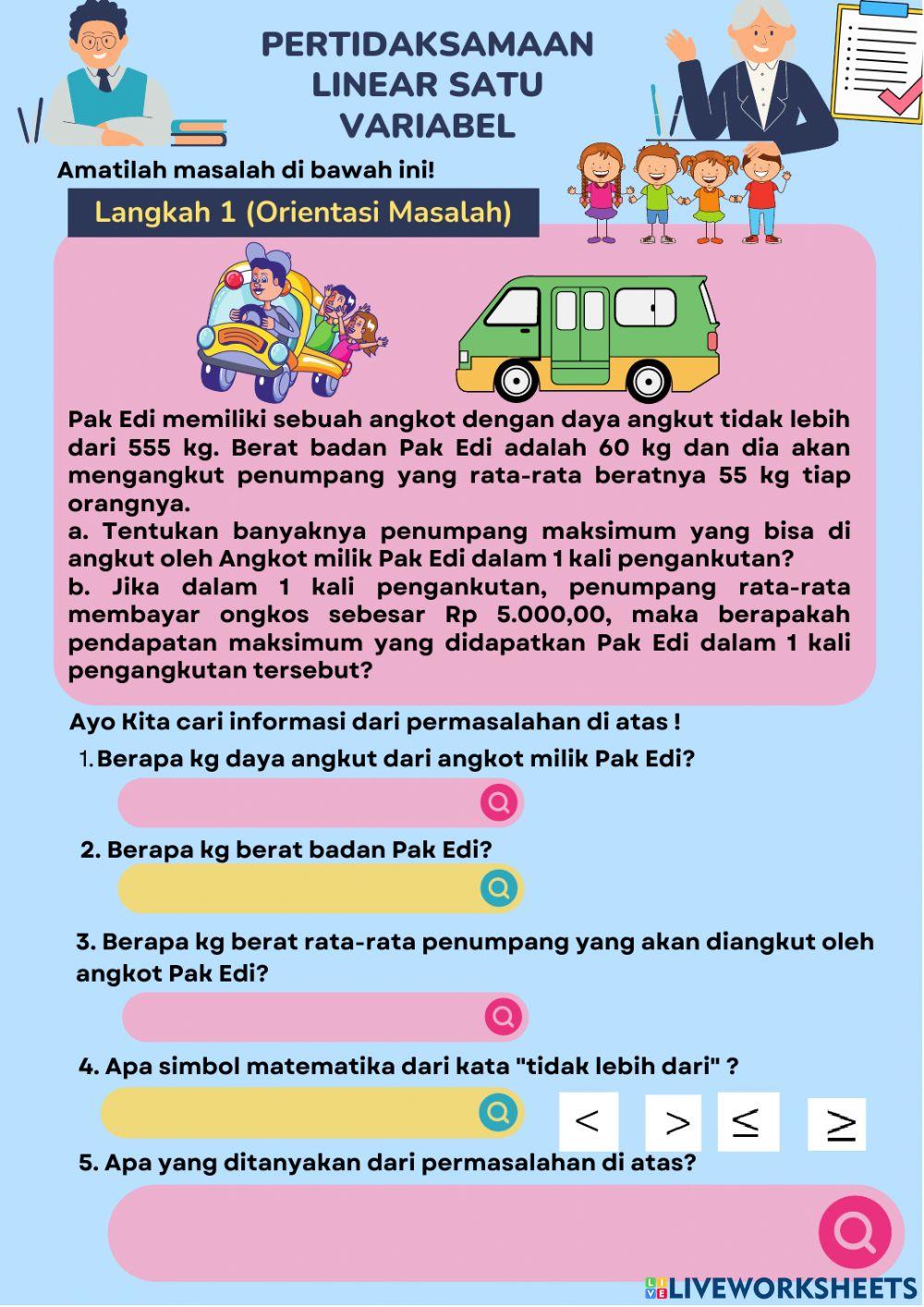 Pertidaksamaan Linear Satu Variabel