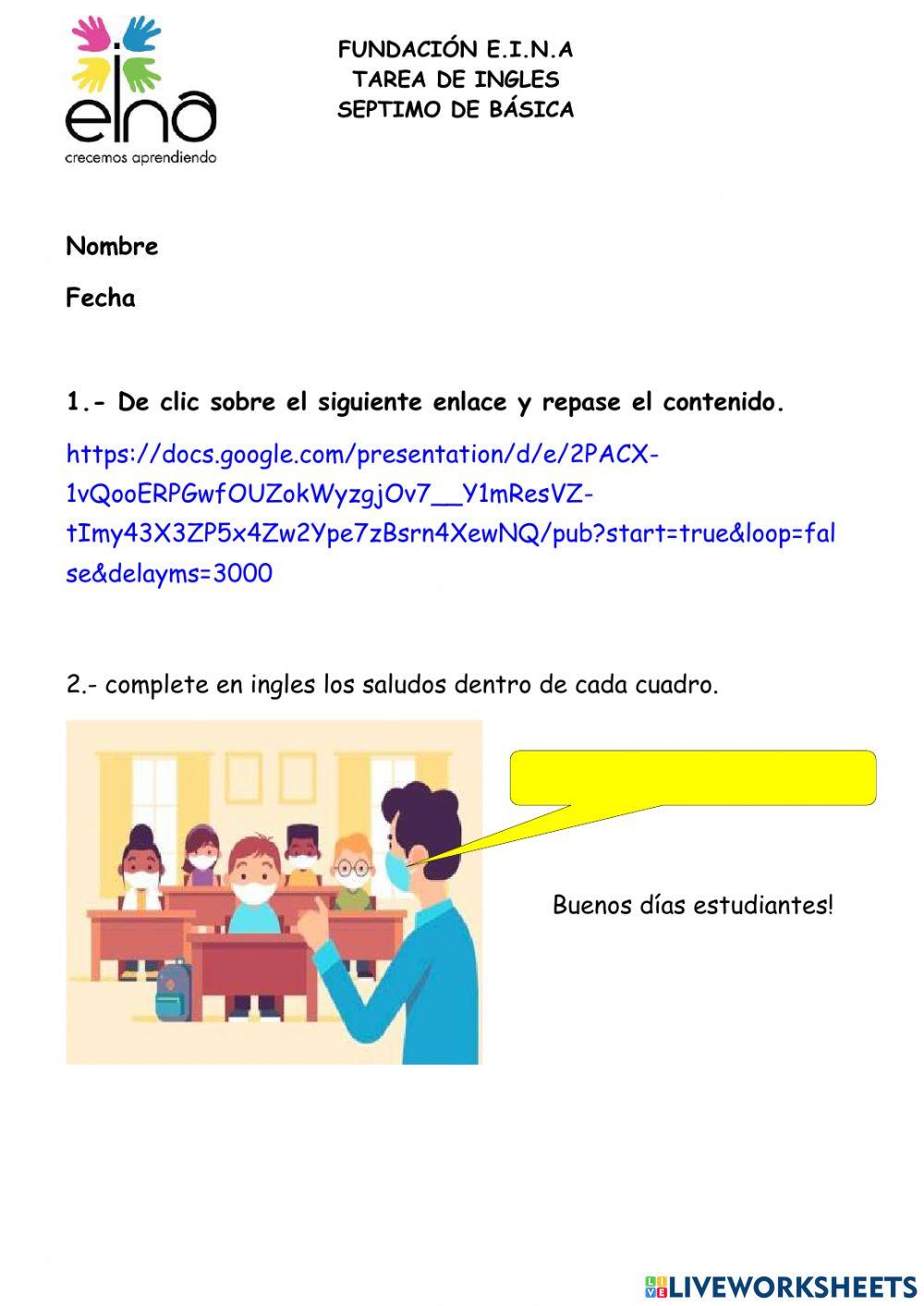 Saludo en clase