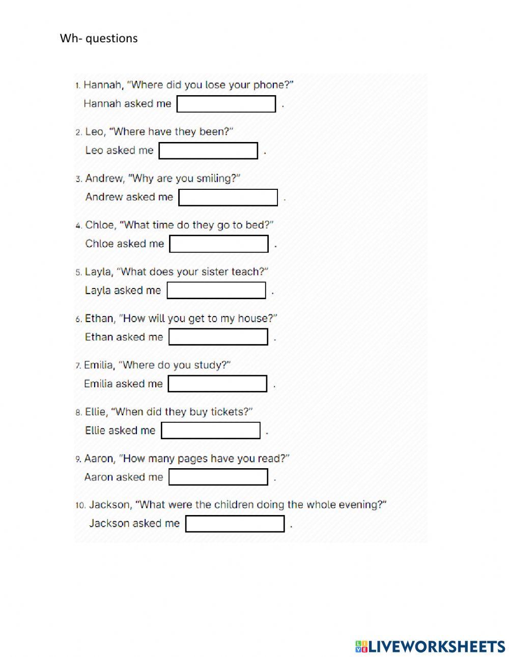 Reported speech - questions 1