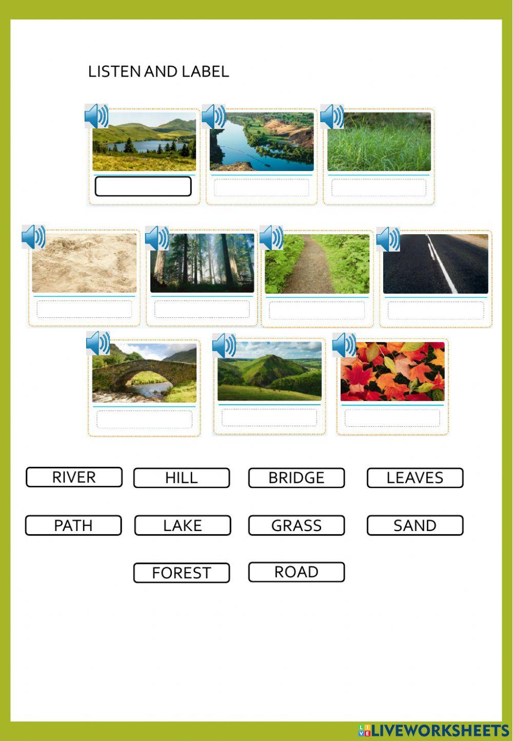 Nature trail vocabulary