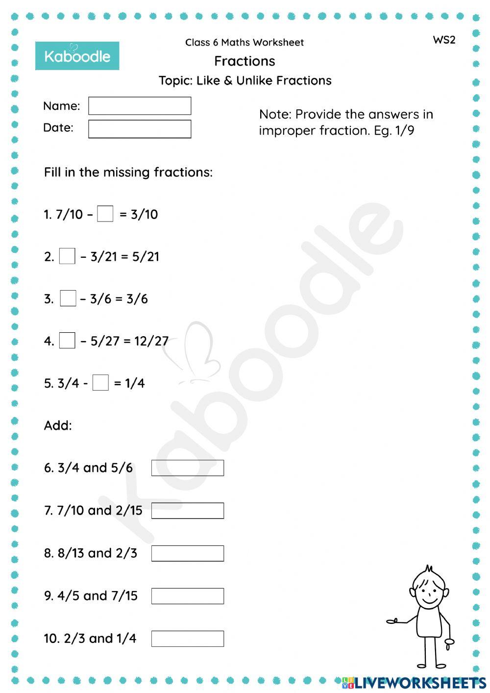 Fractions (Like & Unlike Fractions)