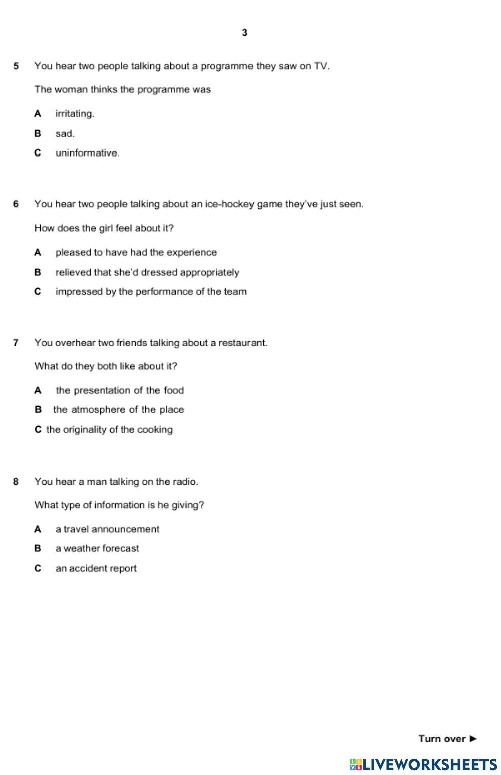 Listening Paper Practice