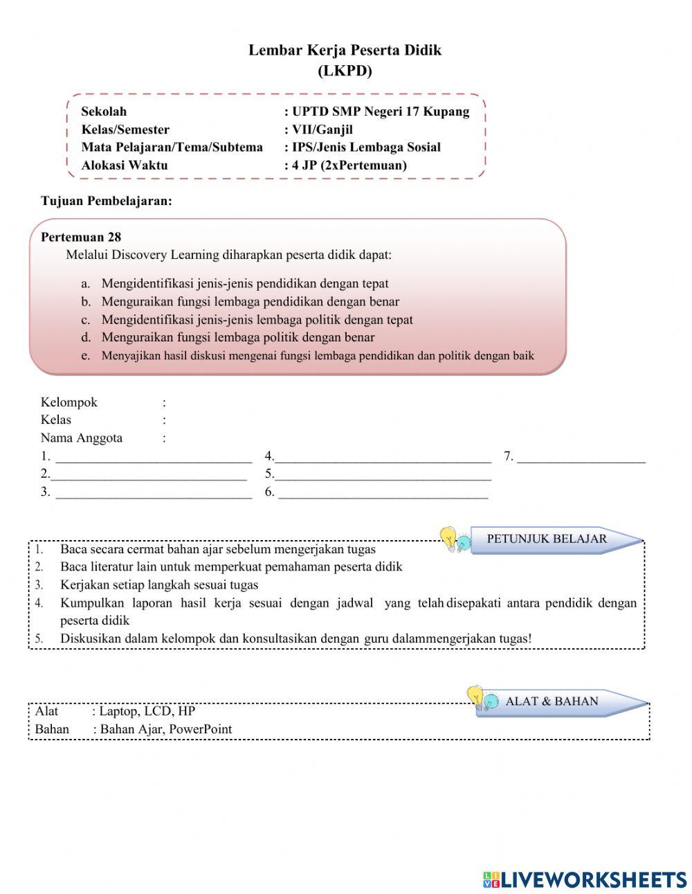 LKPD Lembaga Pendidikan dan Lembaga Politik