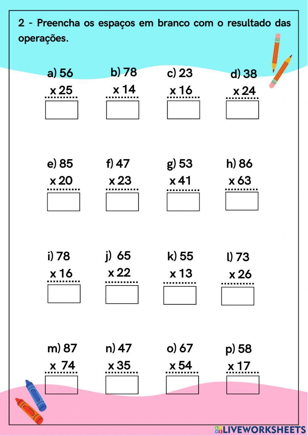 Multiplicação com dois algarismos