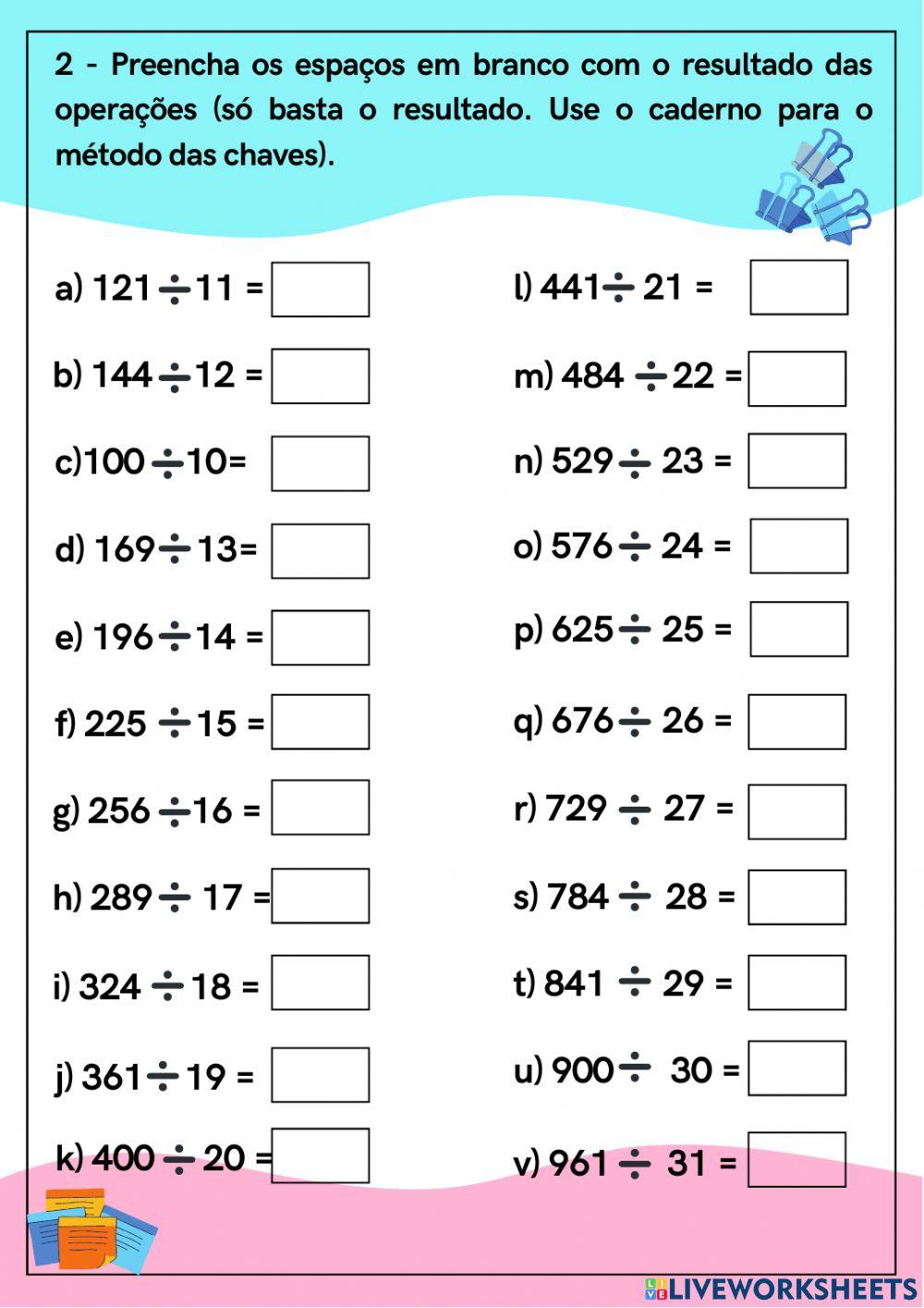 Divisão com dois dígitos no divisor