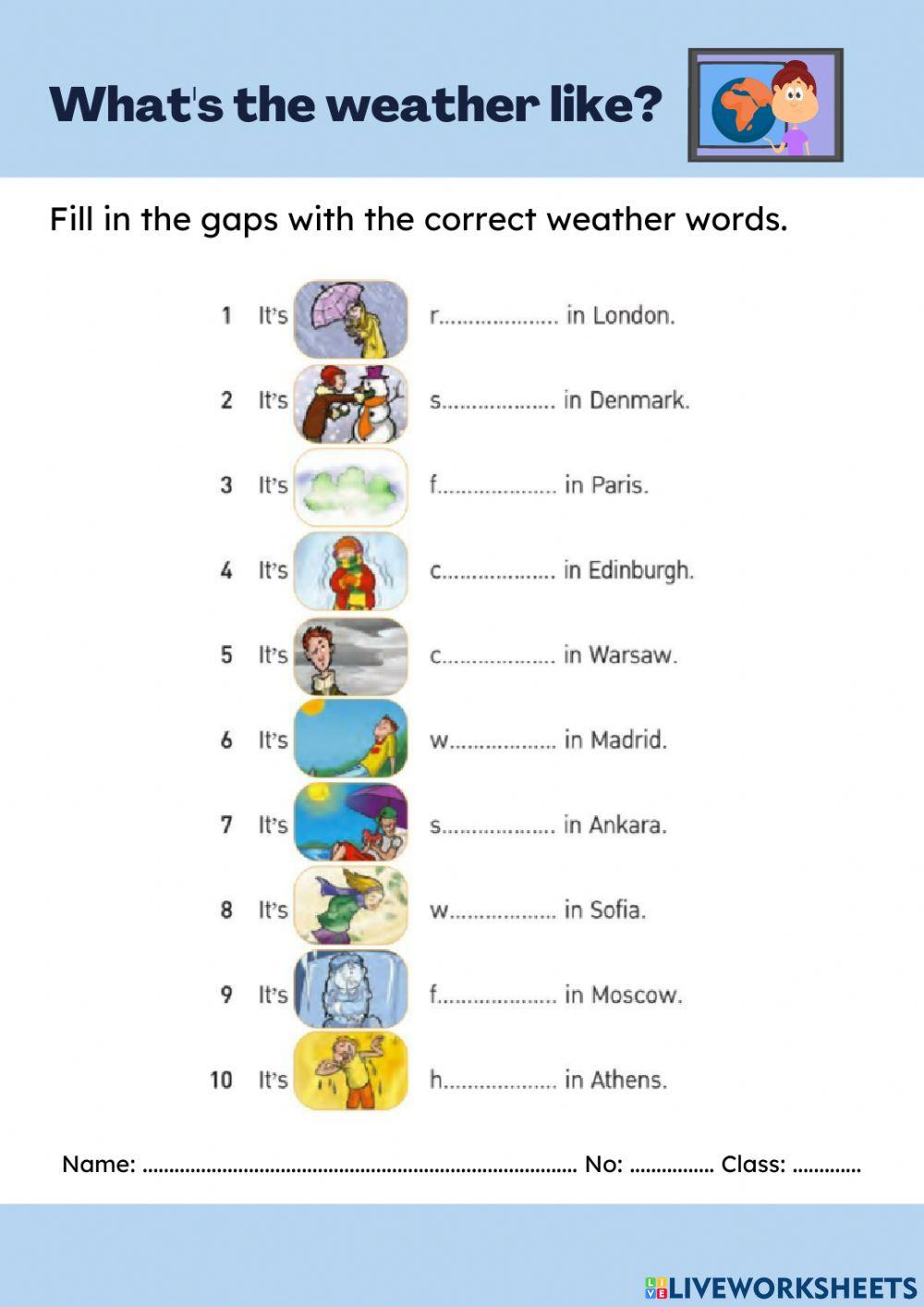 Weather online exercise for 7 | Live Worksheets
