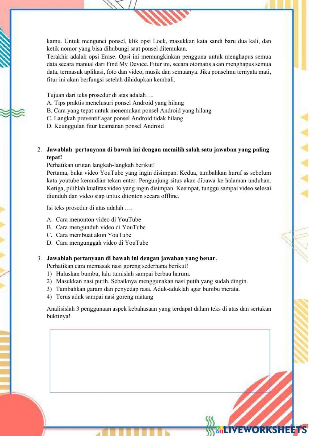 Latihan soal teks prosedur