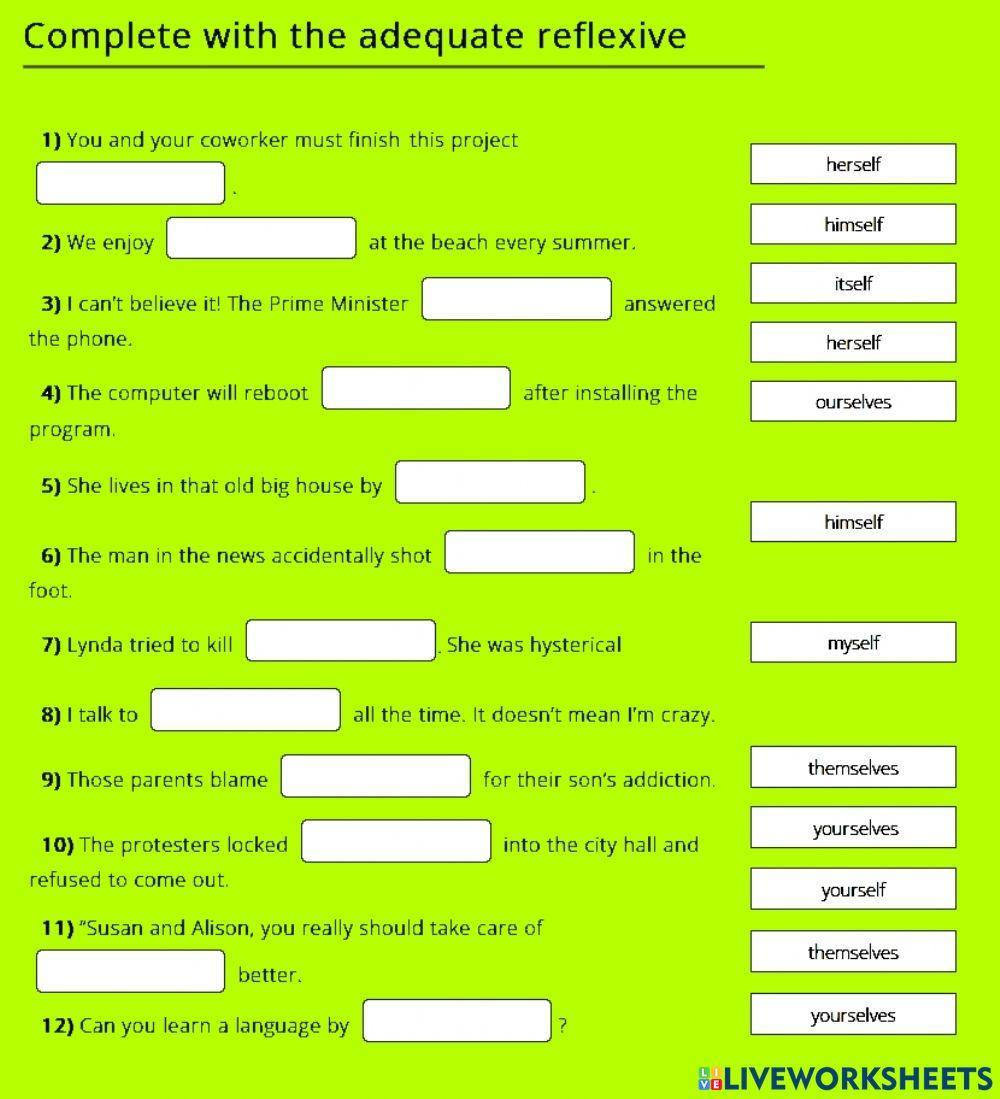 B1 Reflexive pronoun presentation