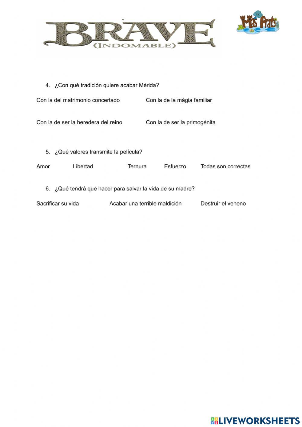 Comprensión lectora Brave