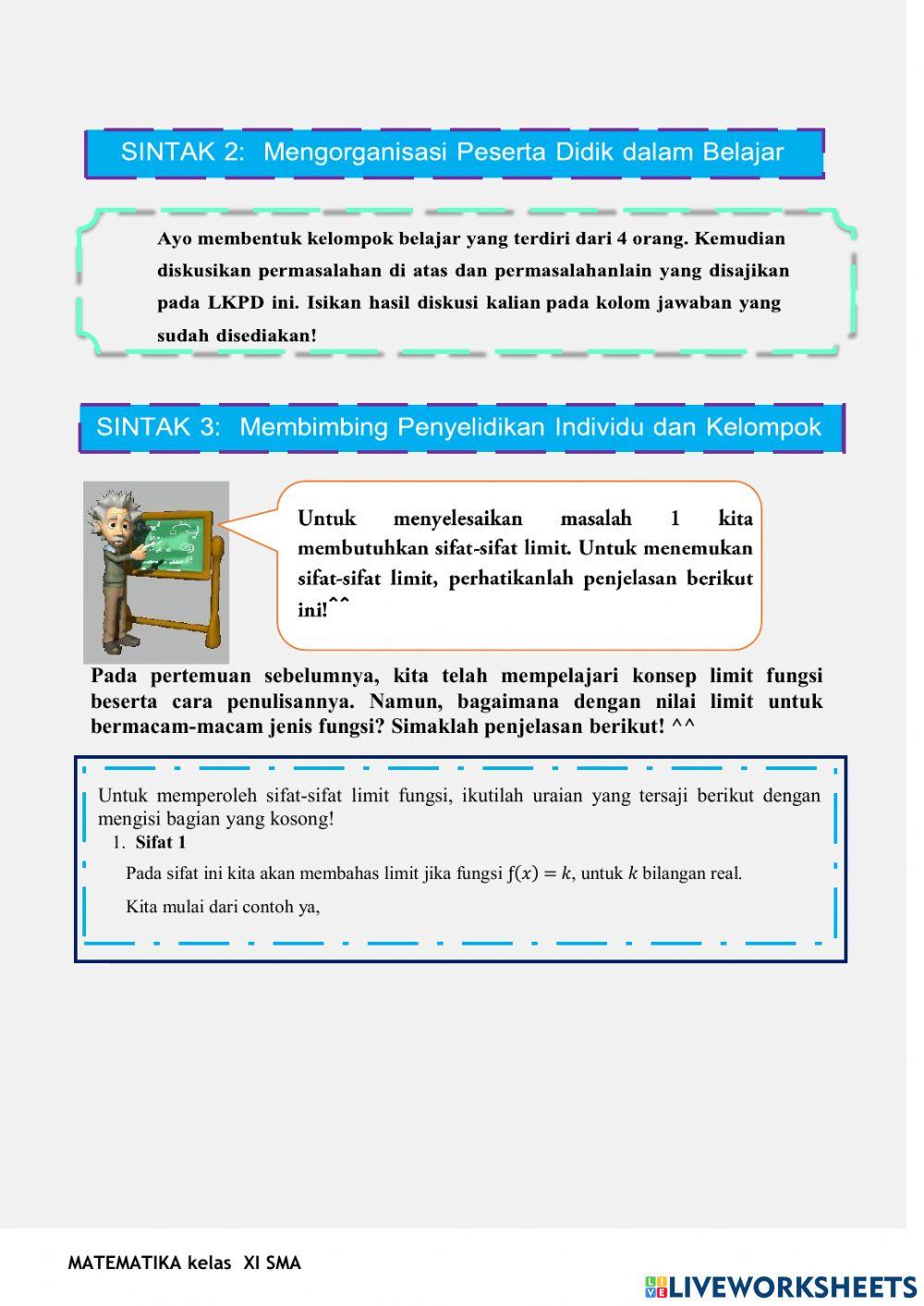 Lkpd sifat limit fungsi aljabar