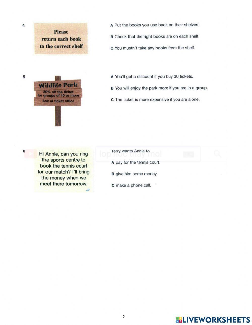 Ket a2 - ready test 2- reading part 1