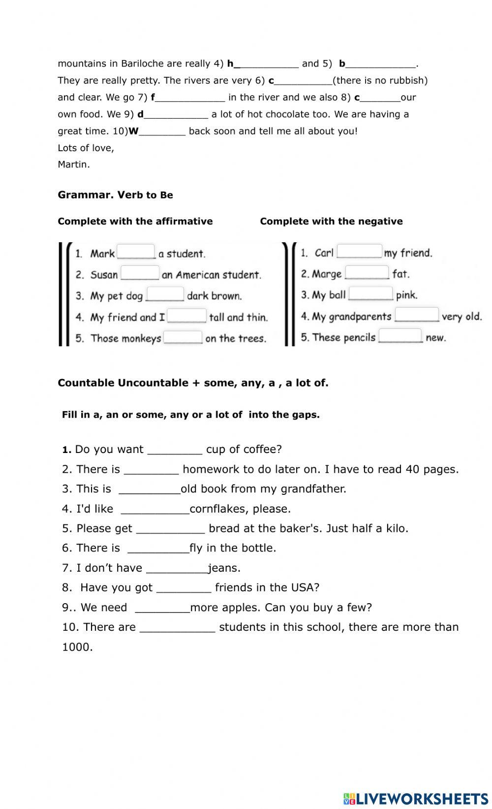 Verb to Be + quantifiers