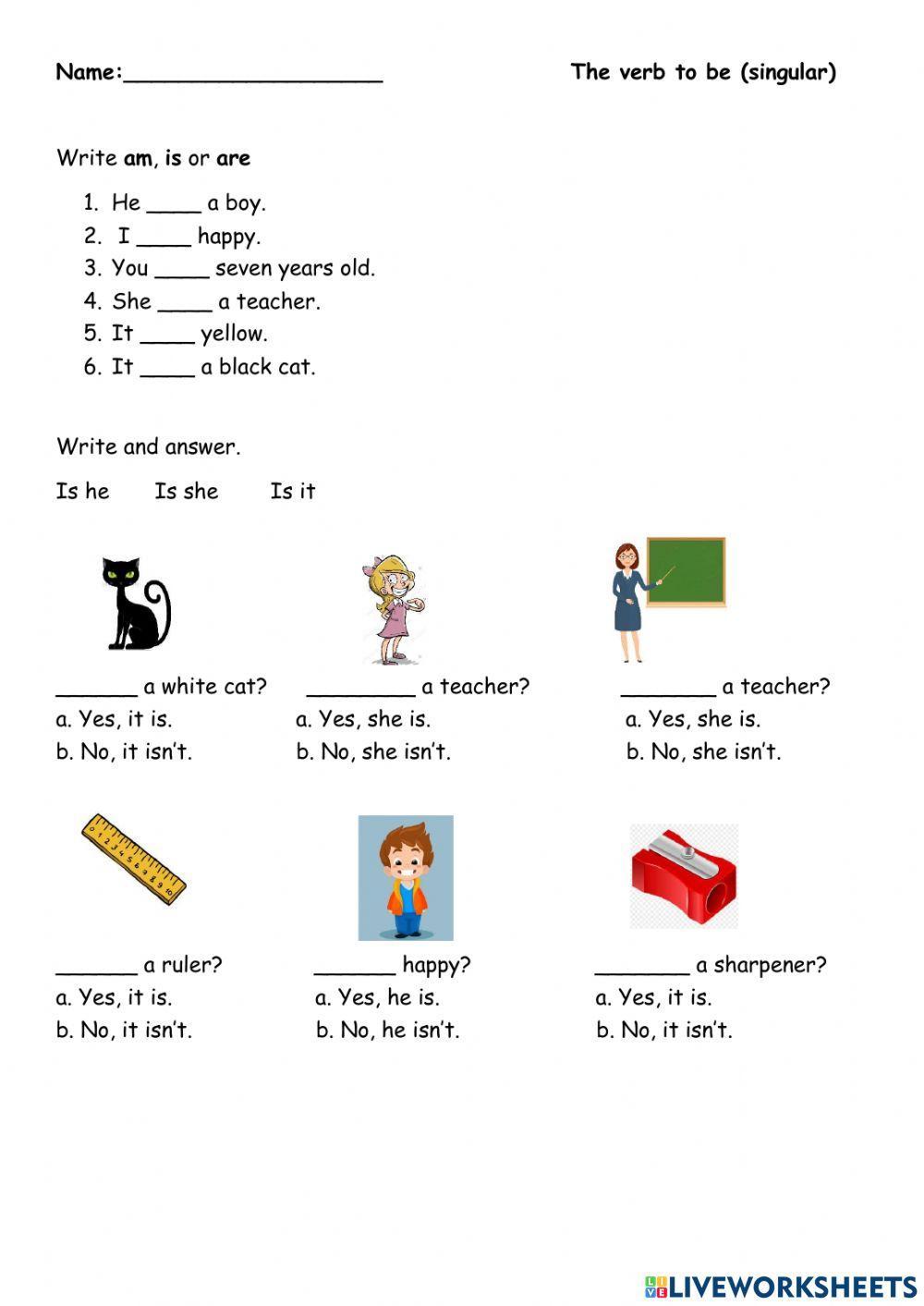 The Verb to be singular