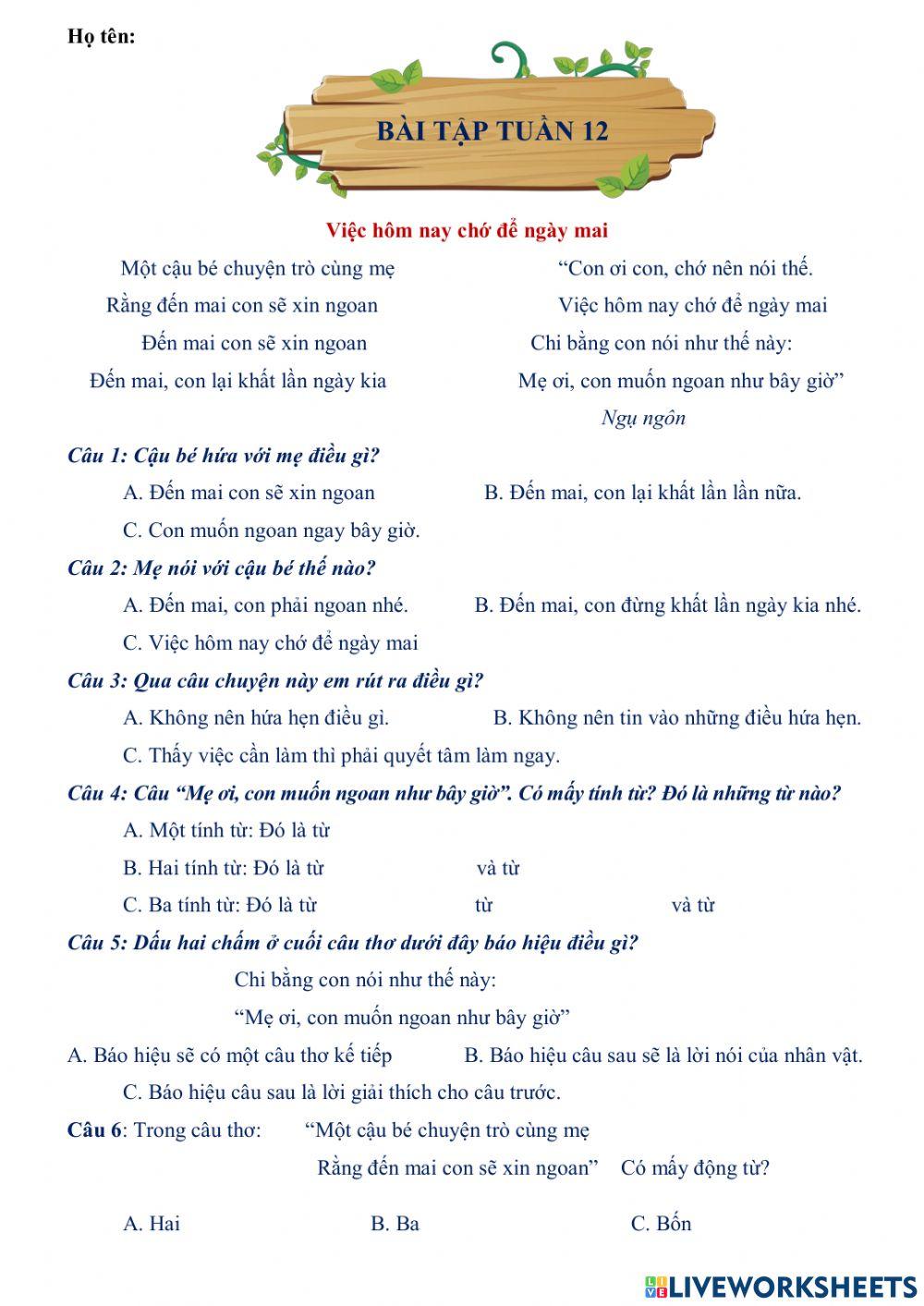 Việc hôm nay chớ để ngày mai