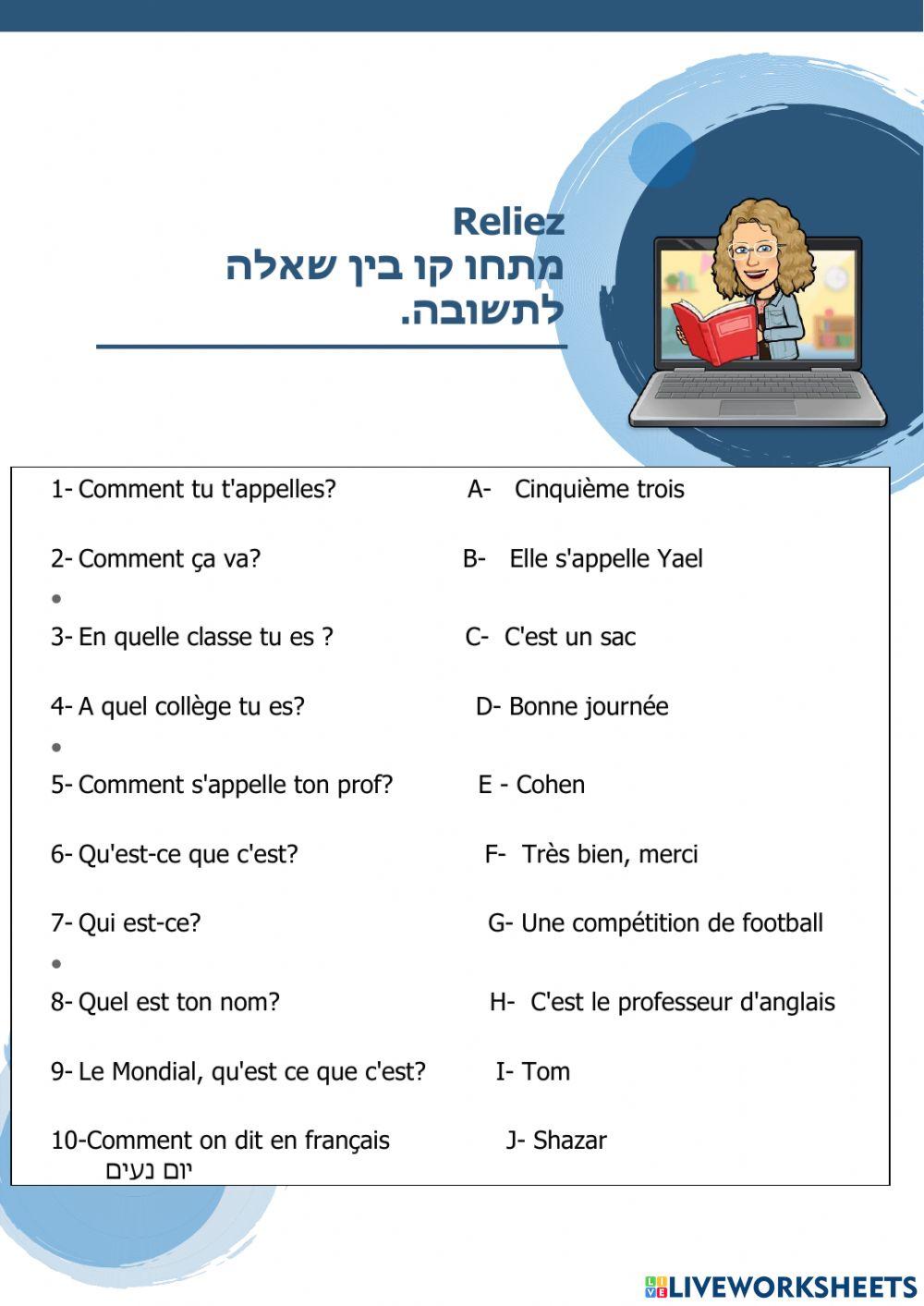 Questions de présentation débutants