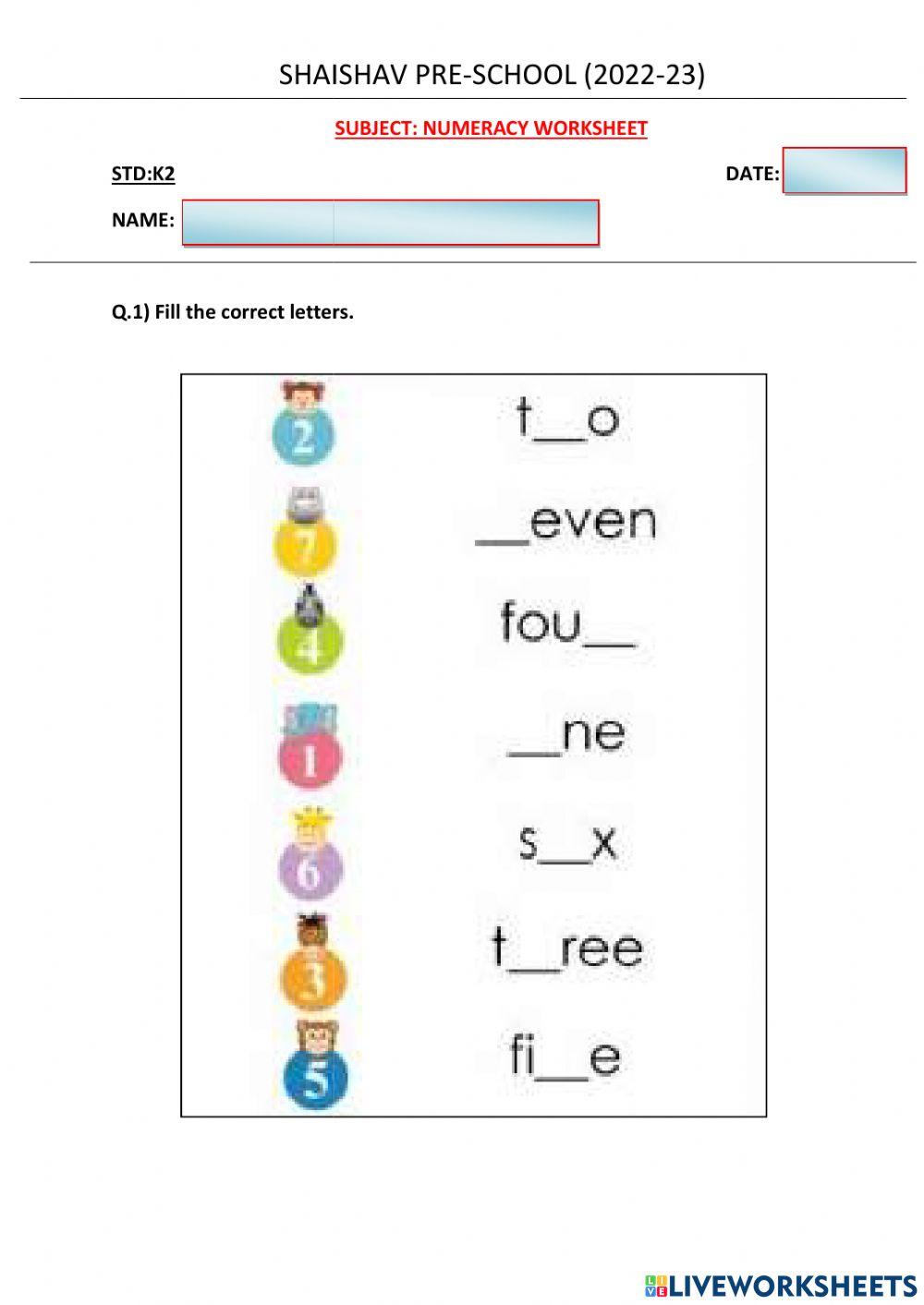 Numeracy worksheet activity | Live Worksheets