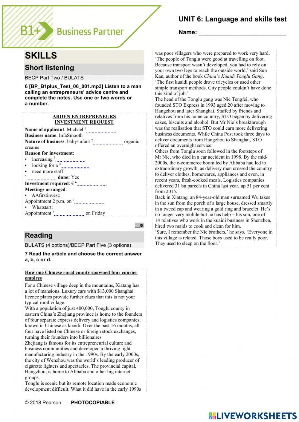 Business Partner B1+ Unit 6