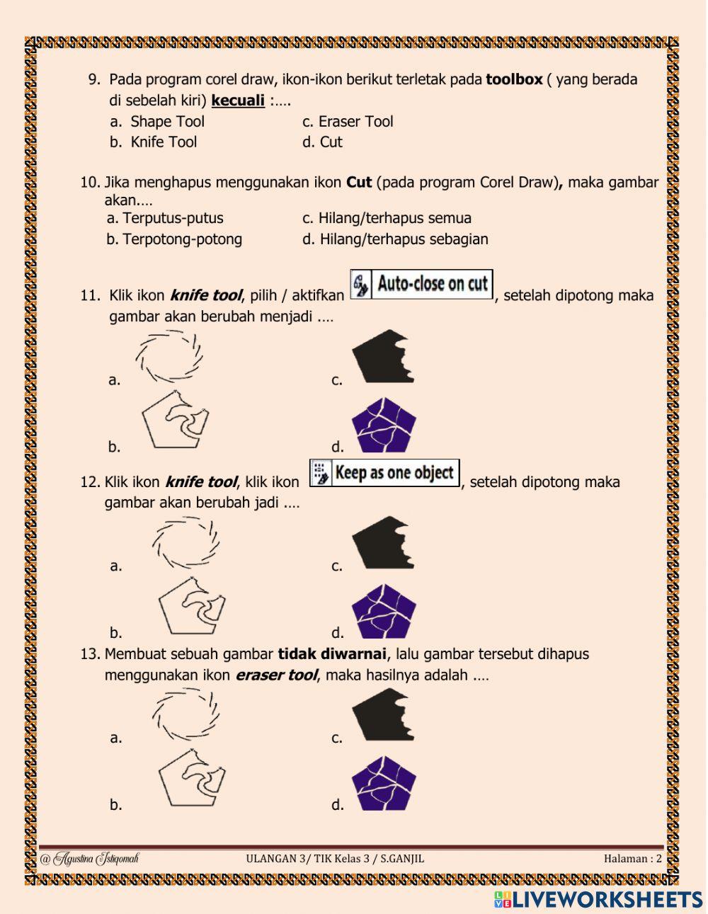 Latihan soal ikon pemotong gambar