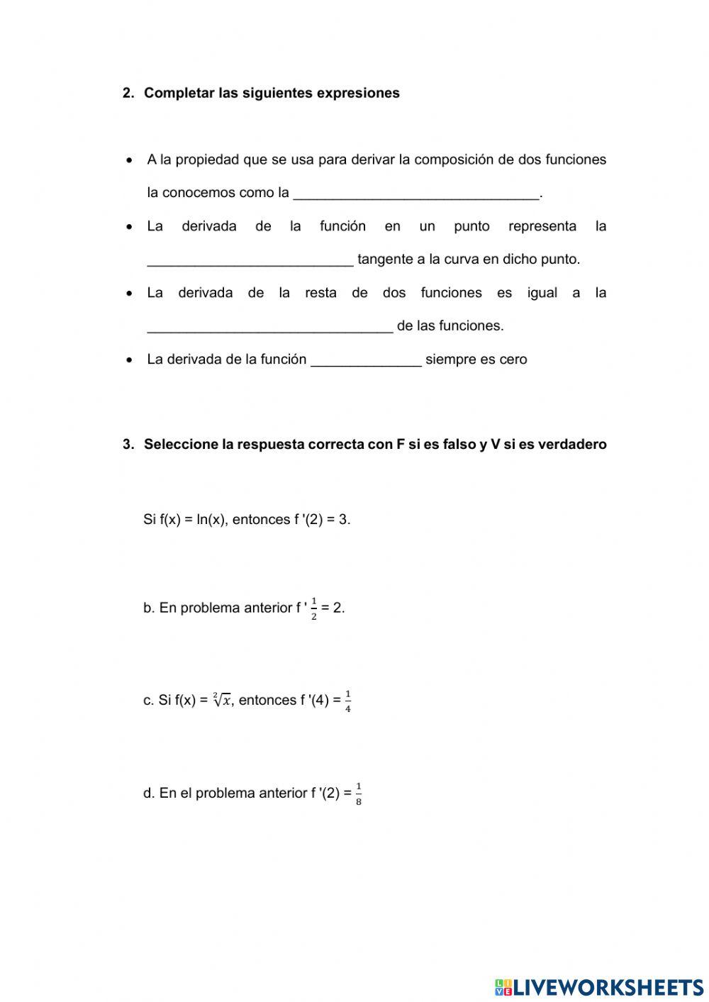 3Bachillerato BGU unidad 3 La derivada de una función, propiedades y diferencial de una función