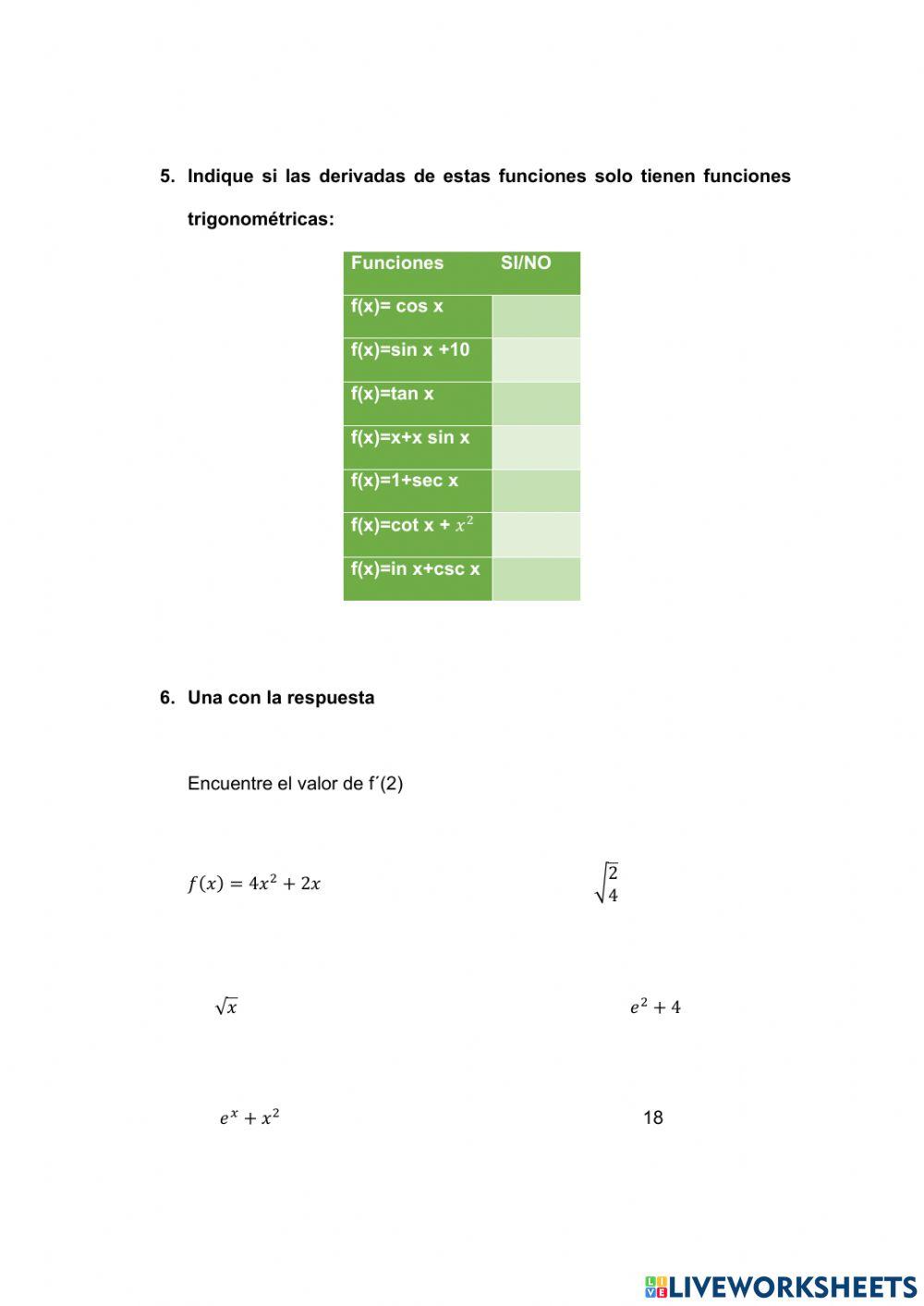 3Bachillerato BGU unidad 3 La derivada de una función, propiedades y diferencial de una función