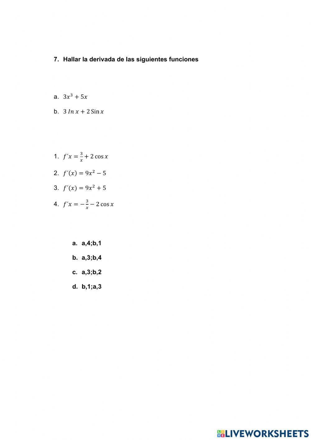 3Bachillerato BGU unidad 3 La derivada de una función, propiedades y diferencial de una función