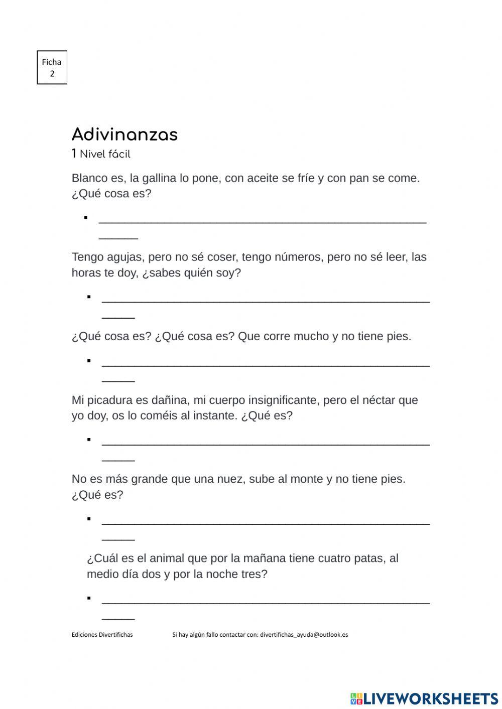Adivinanzas Ficha 2