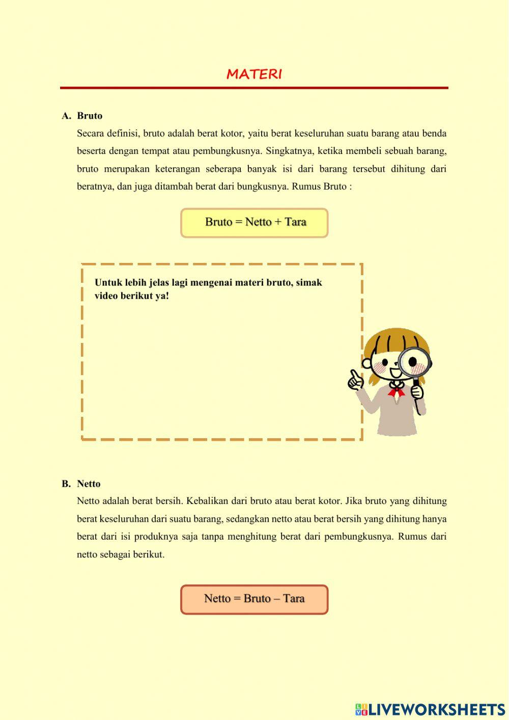 Bruto, Netto, dan Tara