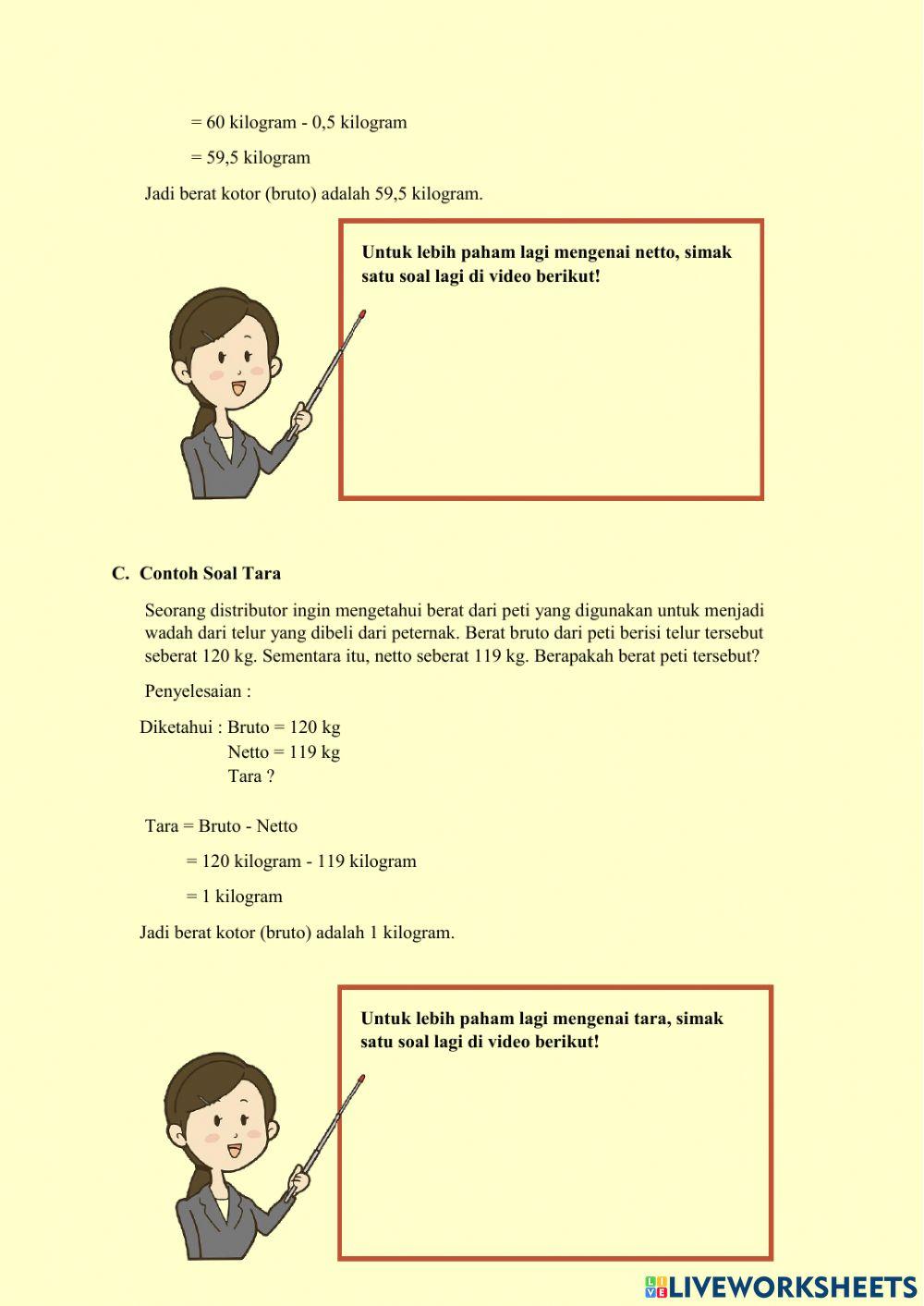 Bruto, Netto, dan Tara