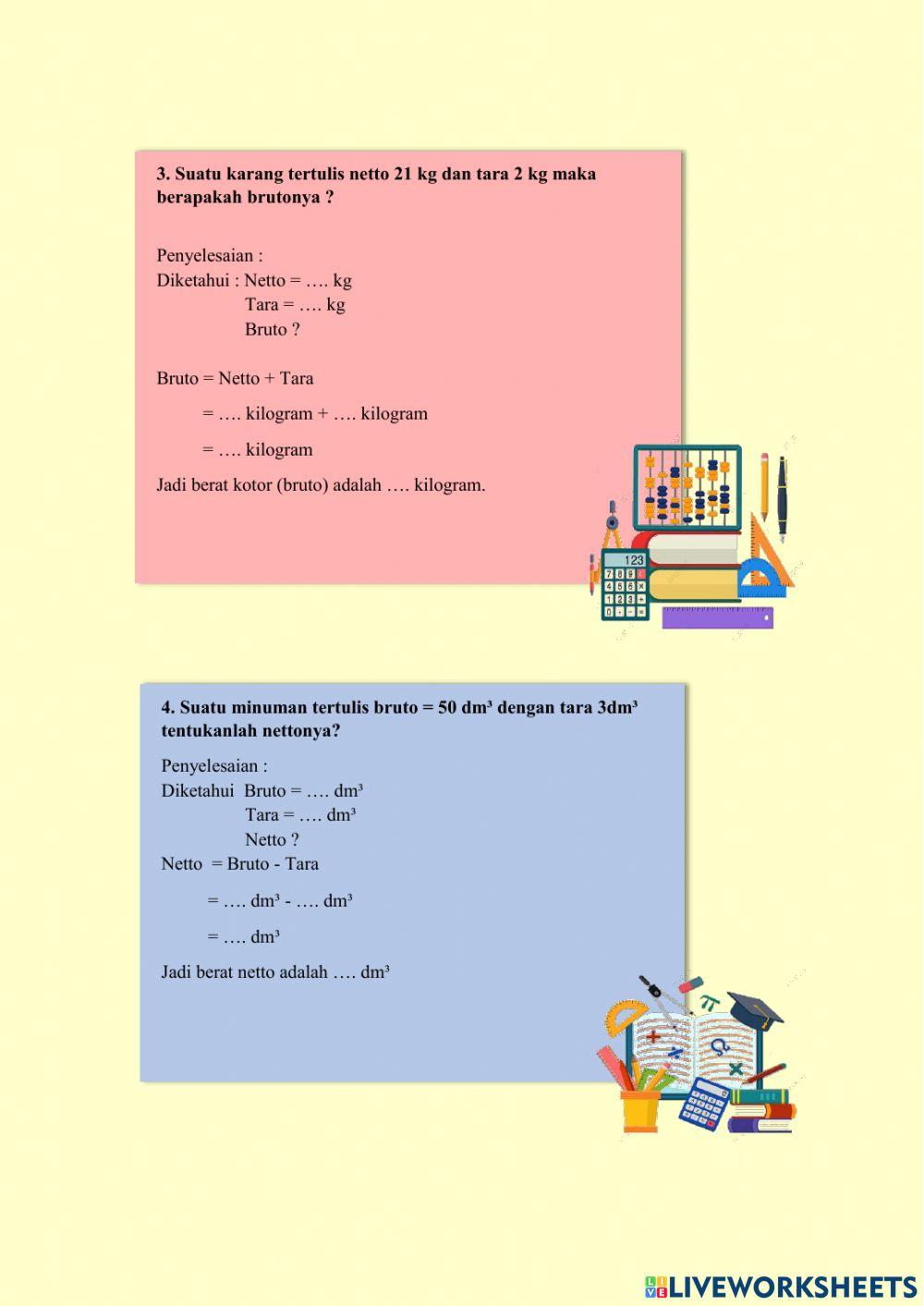 Bruto, Netto, dan Tara
