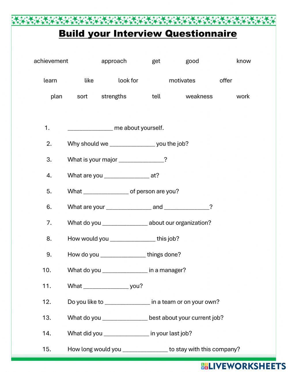 Build your Interview Questionnaire